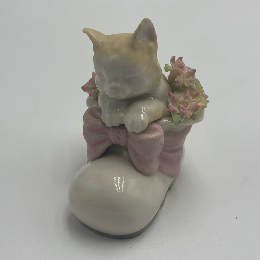 Lenox Kitty in Boot Figurine with Pink and Cream Accents